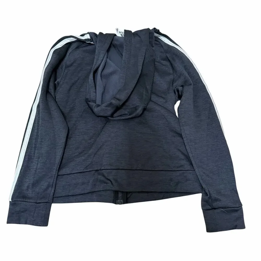 Adidas Gray Three Stripe Full Zip Hoodie Sz 8 Boys